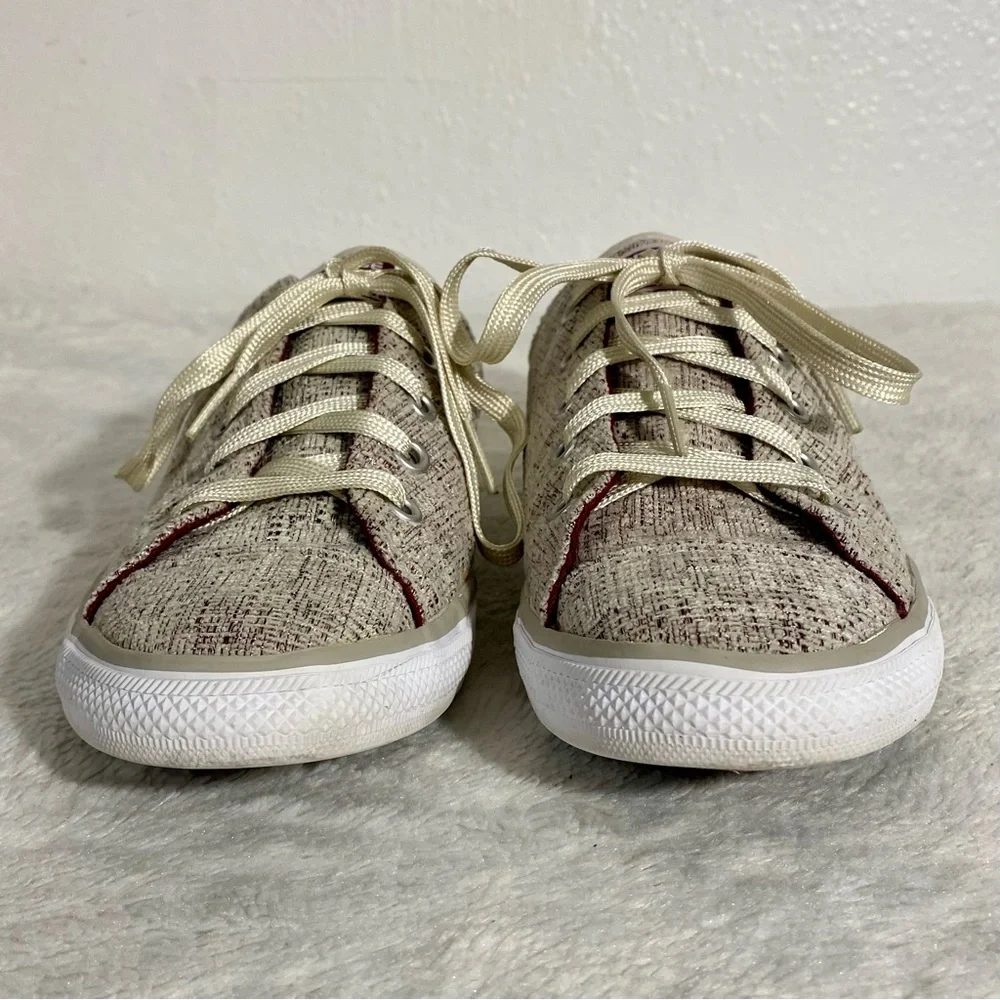 Converse All Star Low Woven Sneakers Women’s Size 8 Cream Over Burgundy Lace-Up - Picture 4 of 10